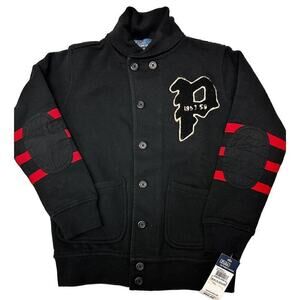 RARE Polo Ralph Lauren Blue Label Boys 7 Vintage P Cotton Sweatshirt Black NWT